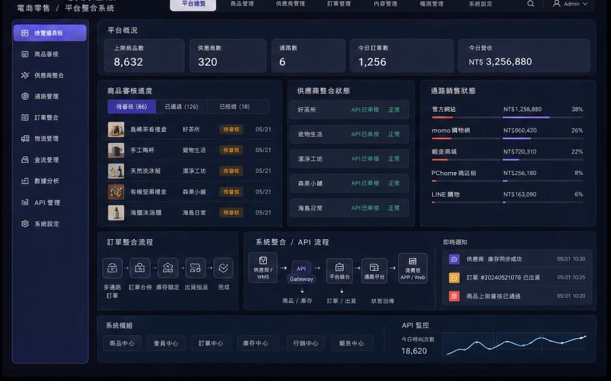 慢慢選品 客製資訊平台 / 系統整合 作品介面圖