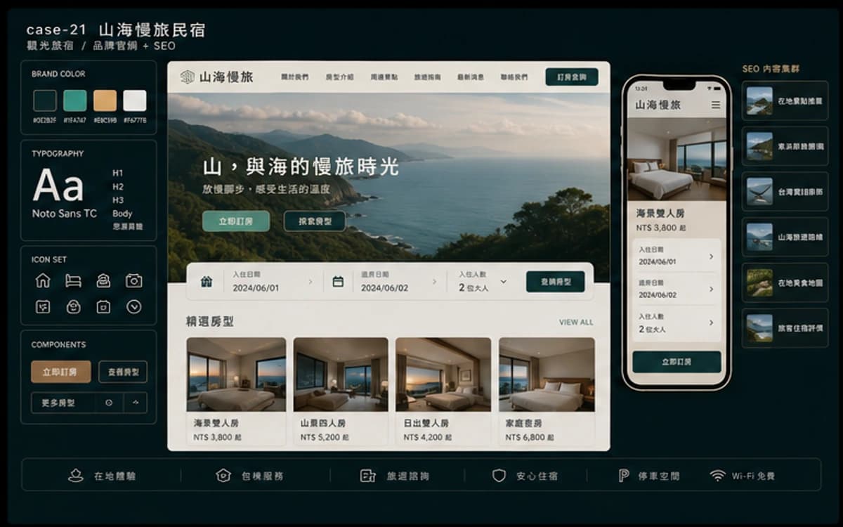 山海慢旅民宿 品牌官網 + SEO 作品圖