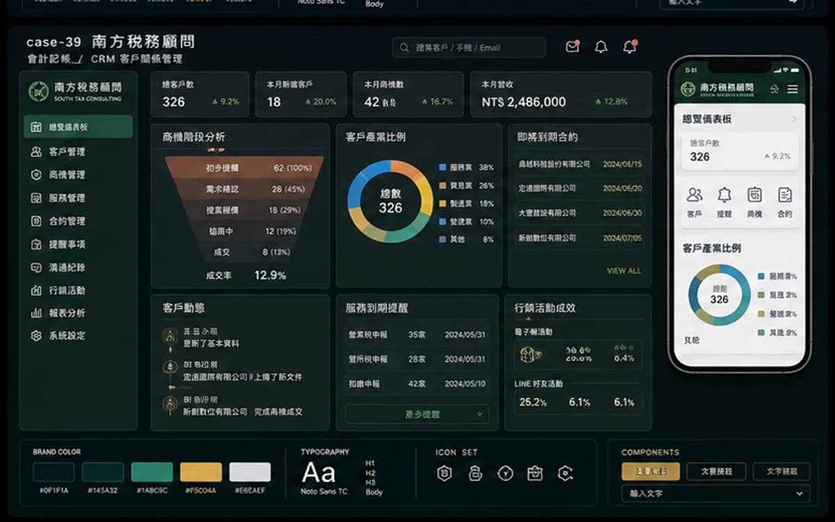 南方稅務顧問 CRM / 客戶管理 作品圖