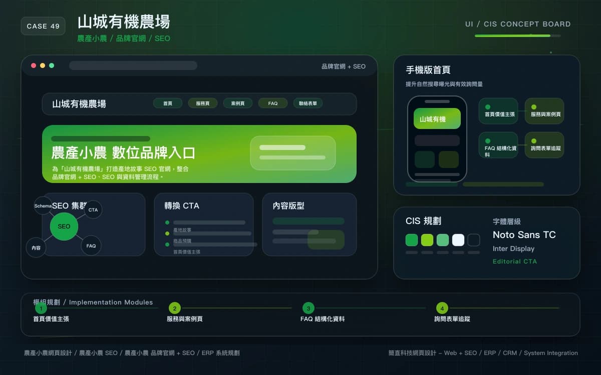 山城有機農場 品牌官網 + SEO 作品圖