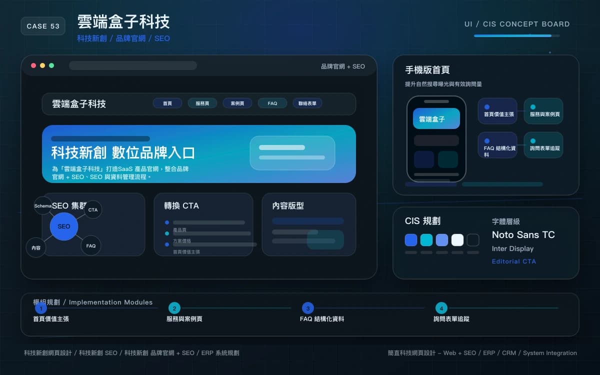 雲端盒子科技 品牌官網 + SEO 作品圖