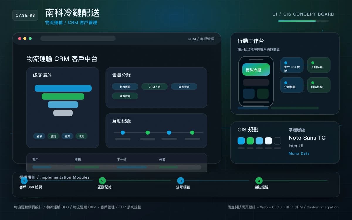 南科冷鏈配送 CRM / 客戶管理 作品圖