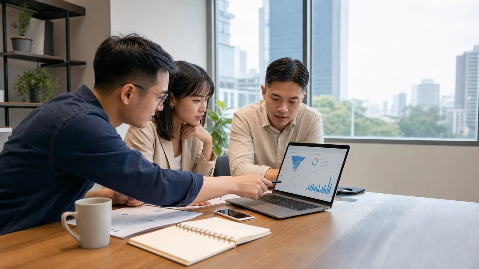 專業工程師在現代化辦公室中開發 Web AI 應用程式
